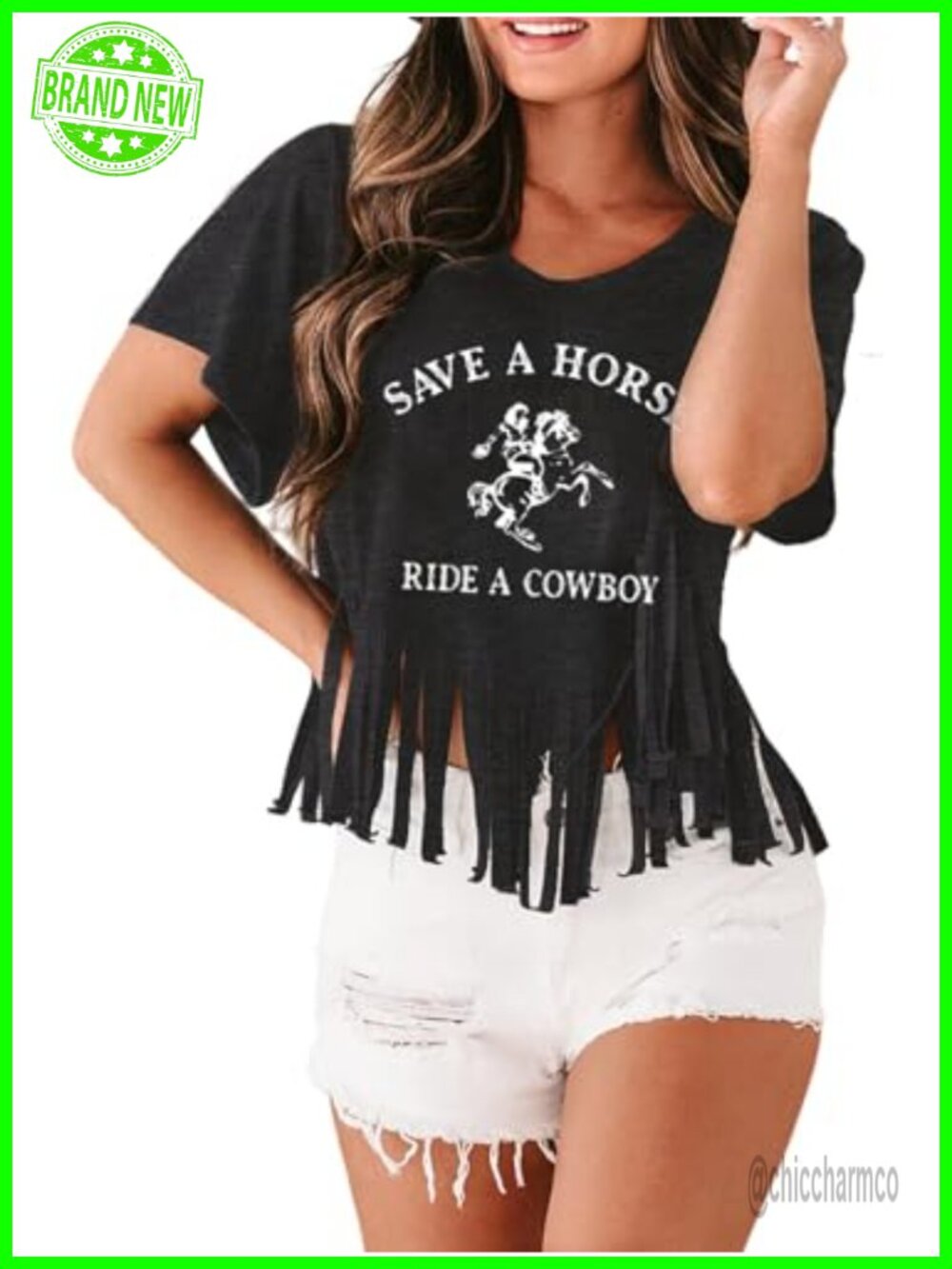 Western Fringe Cowgirl T-Shirt Short Sleeve Country Concert Top